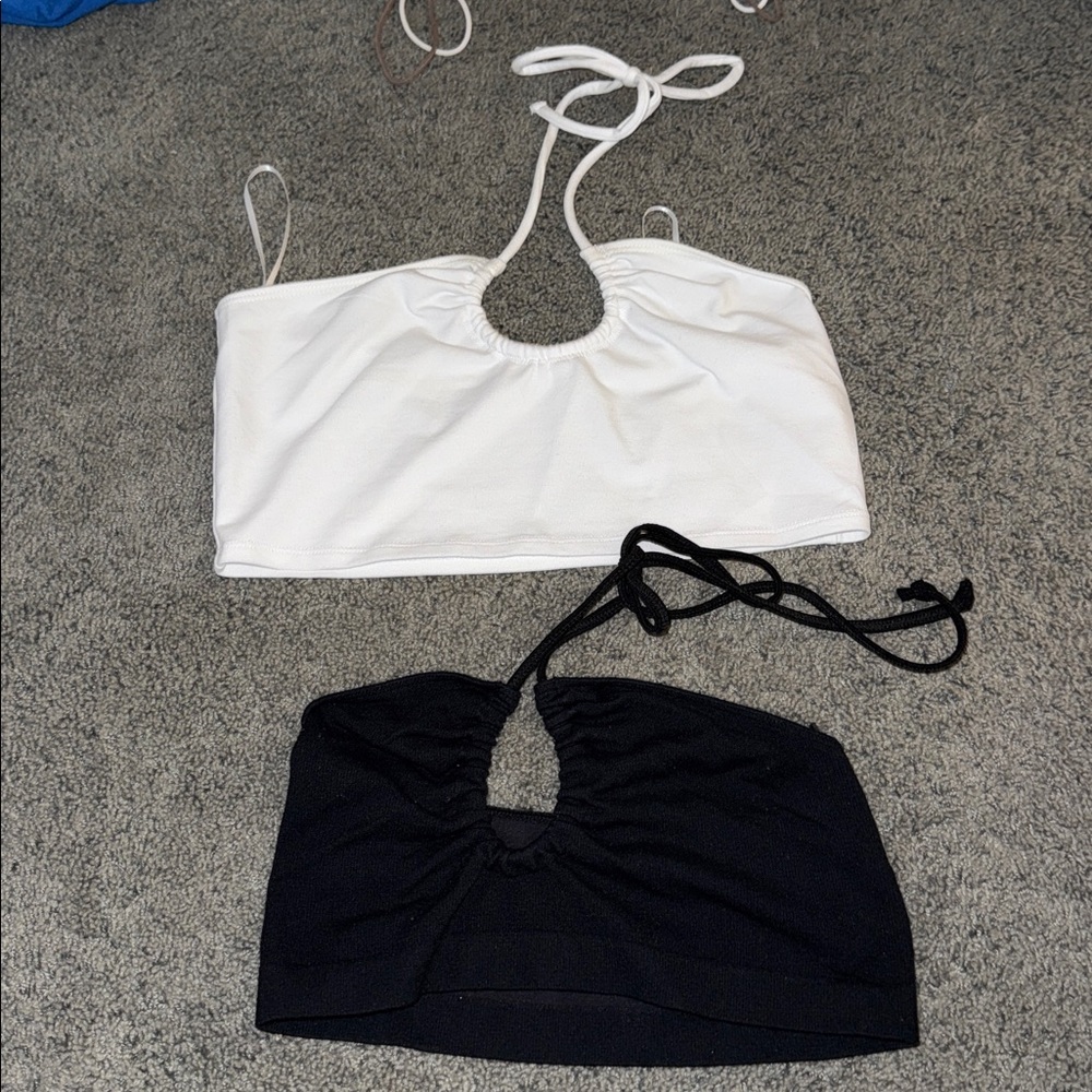 Urban Outfitters White and Black Crop Tops